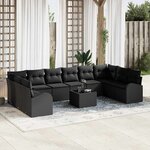 vidaXL Ensemble de canapé de jardin 11 Pièces Noir Poly rotin