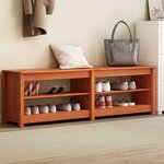 vidaXL Banc à chaussures avec étagère Marron cire 160 x 36.5 x 50 cm