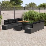 vidaXL Ensemble de canapé de jardin 11 Pièces Noir Poly rotin