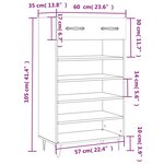 vidaXL Armoire à chaussures chêne marron 60x35x105cm bois d'ingénierie