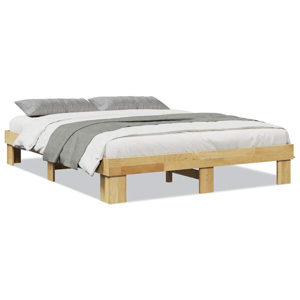 vidaXL Cadre de lit sans matelas 135x190 cm bois massif de chêne