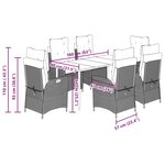 vidaXL Ensemble à manger de jardin et coussins 7 Pièces beige poly rotin