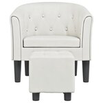 vidaXL Chaise cabriolet avec repose-pied blanc similicuir