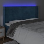 vidaXL Tête de lit à LED Bleu foncé 183x16x118/128 cm Velours