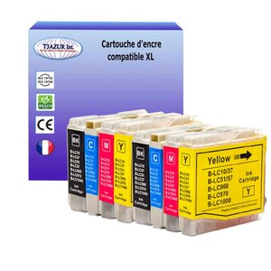 T3AZUR- Lot de 8 Cartouches compatibles avec Brother LC1000 XL pour Brother FAX 1860 FAX 1960 FAX 2480C FAX 2580C
