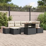 vidaXL Ensemble de canapé de jardin 7 Pièces Noir polyrotin