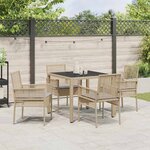 vidaXL Ensemble de salle à manger pour jardin 5 Pièces Beige Poly rotin