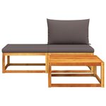 vidaXL Salon de jardin avec coussins 3 Pièces bois massif d'acacia
