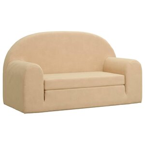 vidaXL Canapé-lit pour enfants à 2 places Crème Peluche douce