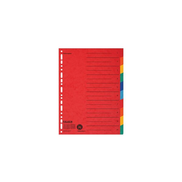 Intercalaires A4+ 10 Positions En Carte Recyclée - Couleurs Assorties - X 20 - Falken