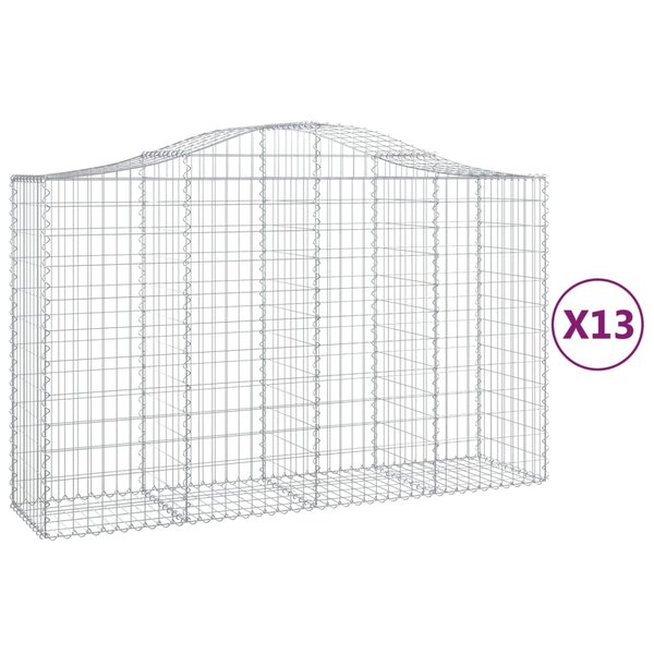 vidaXL Paniers à gabions arqués 13 Pièces 200x50x120/140 cm Fer galvanisé