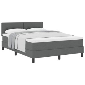 vidaXL Lit à ressorts avec tête de lit Gris foncé 140 x 190 cm tissu