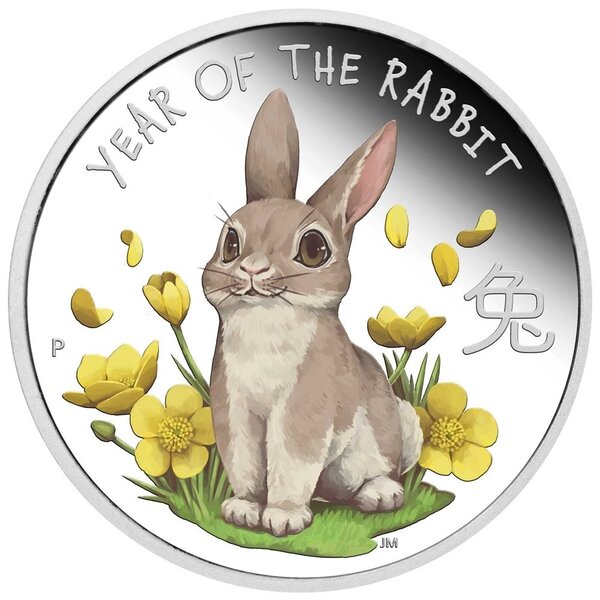 Pièce de monnaie 50 Cents Tuvalu 2023 1/2 once argent BE – Bébé Lapin