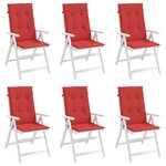 vidaXL Coussins de chaise de jardin dossier haut lot de 6 rouge tissu