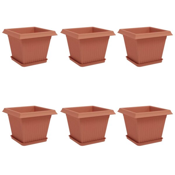 vidaXL Pots de plantes 6 Pièces Rouge brique 28 5 x 28 5 x 22 cm