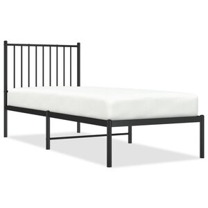 vidaXL Cadre de lit métal avec tête de lit noir 75x190 cm