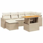 vidaXL Salon de jardin avec coussins 7 Pièces beige résine tressée