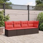 vidaXL Canapé de jardin avec coussins 4 places en résine tressée marron
