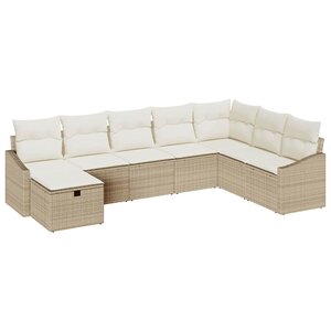 vidaXL Ensemble de canapé de jardin 8 Pièces Beige Poly rotin