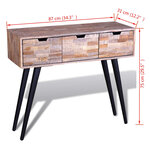 vidaXL Table console avec 3 tiroirs Bois de teck recyclé