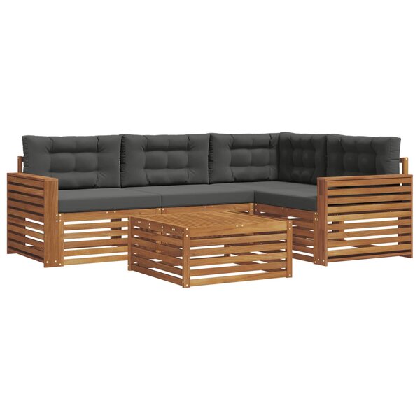 vidaXL Ensemble de canapés d'extérieur 5 pc Naturel et Anthracite