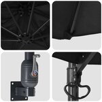 vidaXL Parasol de jardin Noir  Noir 248 x 248 x 148 cm