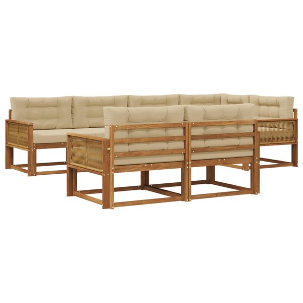 vidaXL Ensemble de canapés d'extérieur 7 Pièces Naturel et Beige