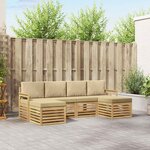vidaXL Ensemble de canapés d'extérieur 5 Pièces Blanc et Beige
