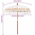 vidaXL Parasol balinais Crème (210-220) x 260 cm Coton et bois massif