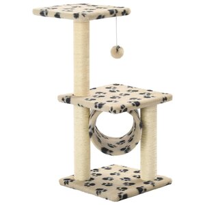 vidaXL Arbre à chat avec griffoirs en sisal 65 cm Beige Motif pattes