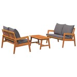 vidaXL Ensemble bistrot avec coussin 3 Pièces Marron Bois d'Acacia Massif