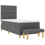 vidaXL Lit à ressort avec matelas et banc Gris foncé 90x200 cm Tissu