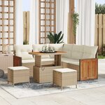 Ensemble de canapé de jardin 8 pièces vidaXL avec coussins beige en poly-rotin