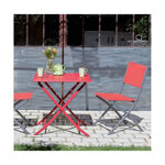 Chaise pliante en acier et toile dream (lot de 4) graphite  rouge