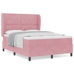 Lit à ressorts vidaXL avec matelas rose 140x190 cm en velours