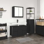 Set de meubles pour la salle de bain 2 pièces en bois d'ingénierie chêne noir