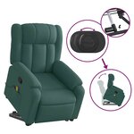 vidaXL Fauteuil inclinable de massage Vert foncé Tissu