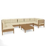 vidaXL Salon de jardin 8 Pièces avec coussins Marron miel Bois de pin