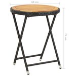 vidaXL Table à thé Noir 60 cm Résine tressée et bois d'acacia solide