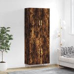 vidaXL Buffet haut Chêne fumé 69 5x34x180 cm Bois d'ingénierie