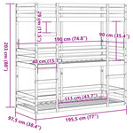 vidaXL Lit superposé triple 90x190 cm bois de pin massif