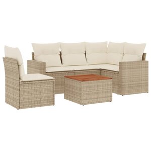 vidaXL Salon de jardin avec coussins 6 Pièces beige résine tressée