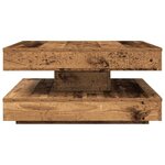 vidaXL Table basse rotative à 360 degrés vieux bois 70x70x34 5 cm