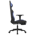 vidaXL Chaise de jeu de massage avec repose-pied Noir et bleu Tissu