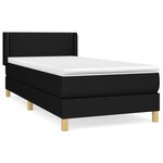 vidaXL Sommier à lattes de lit avec matelas Noir 90x200 cm Tissu