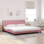vidaXL Lit avec matelas Hanko rose 200x200 cm velours