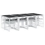 vidaXL Ensemble à manger de jardin avec coussins 13Pièces blanc textilène