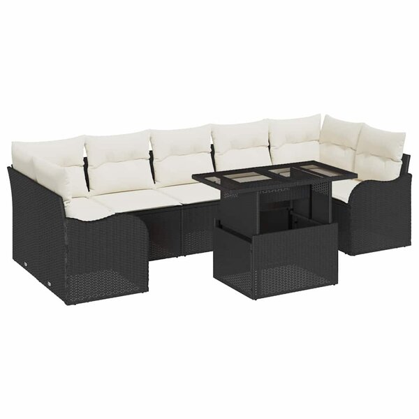 vidaXL Ensemble de canapé de jardin 8 Pièces Noir Poly Rattan