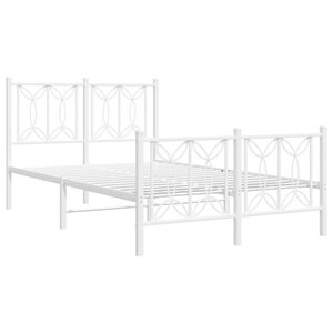 vidaXL Cadre de lit métal avec tête de lit/pied de lit blanc 120x190cm