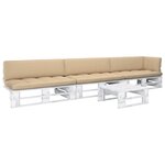 vidaXL Salon de jardin palette 4 Pièces et coussins Pin imprégné de blanc